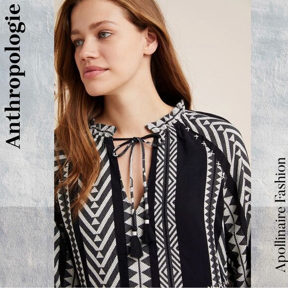 Anthropologie Dominique Tunic Dress in Black White Patterns Medium New - Picture 6 of 8